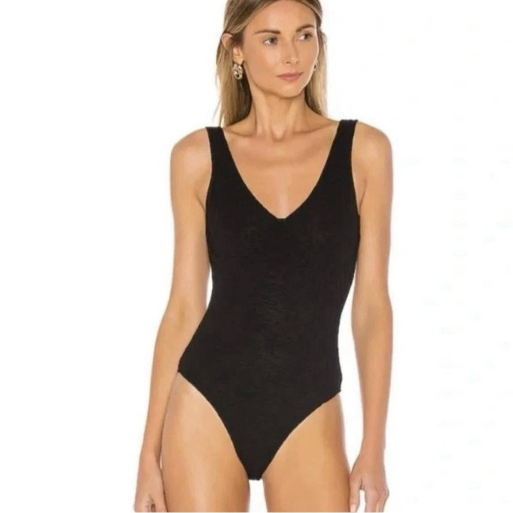 House of Harlow 1960 Black V-Neck Bodysuit